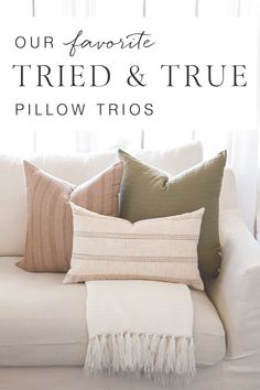 Tried & True Pillow Favorites Farmhouse Bedroom Inspirations, Mix And Match Pillows, Mom Bedroom, Den Area, Cushion Arrangement, Craftsman Living Room, Pillow Combinations, Throw Pillow Combinations, Queen Pillow