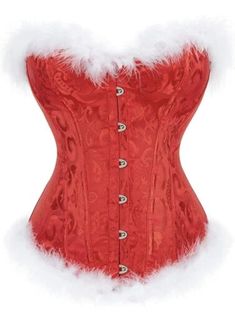 Red Santa Corset & Thong New XL  | eBay Corset With Skirt, Vintage Christmas Elf, Red And Black Corset, Corset Plus Size, Red Corset Top, Lace Bustier Top, Slim Shapewear, Burlesque Costumes, Red Corset