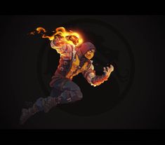 an image of a man running with fire coming out of his face