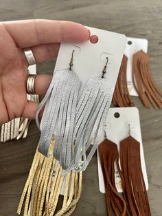 Metallic tassel earrings 4” long •FINAL SALE• Silver Dangle Tassel Earrings, Chic Silver Tassel Earrings, Silver Dangle Tassel Earrings With Fringe, Chic Adjustable Tassel Earrings, Trendy Silver Dangle Tassel Earrings, Silver Long Drop Tassel Earrings With Fringe, Long Drop Fringe Tassel Earrings, Trendy Silver Fringe Jewelry, Trendy Silver Tassel Drop Earrings