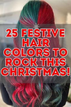 Christmas Hair Colour Ideas, Fun Hair Colors For Blondes, Winter Vivid Hair Color, Red And Teal Hair, Emerald Green Hair Color, Blue Red Hair, Fuschia Hair