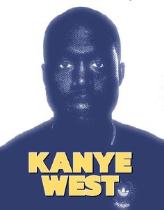 the poster for kannye west's upcoming album is shown in blue and yellow