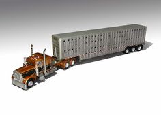 a toy semi truck is shown on a white background