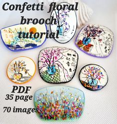 the instructions for how to make decorative paper plates with flowers and plants on them are shown