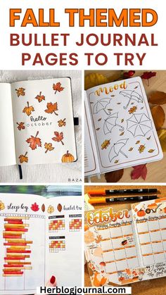 fall bullet journal pages and spread ideas Bullet Journal Month Page, Fall Bujo, Bullet Journal Month Cover, Creative Doodles, Bullet Journal Spread Ideas