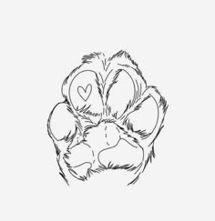 a drawing of a dog paw with a heart on it's chest and paws