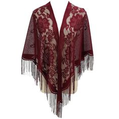 PRICES MAY VARY. Material and Size:100% Polyester,Size:70.86’’x29.52’’(Tassels:3.93’’) Perfect Size: With excellent coverage and sufficient length, the beautiful elegant shawl covers your shoulders & arms perfectly and gives your hands freedom. lightweight and soft, it's easy to carry. Surprising Design: Gorgeous and unique flower lace crochet design with delicate and beautiful fringe decoration conforms to the current fashion trend. The various colors meet the needs of different garments on var