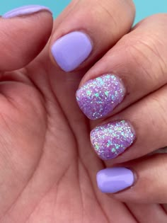 Pink And Purple Nails Short, Purple Sparkle Nails, Summer Glitter Nails, Spring Gel Nails Ideas, Purple Summer Nails, Acrylic Dip Nails, Faded Nails, Quick Nail Art, Opi Gel Nails