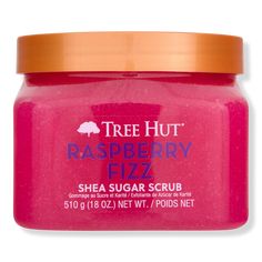 Raspberry Fizz Sugar Scrub - SHEA SUGAR SCRUB RASPBERRY FIZZ 18.0OZBenefitsScent: a delicious indulgence featuring notes of Juicy Raspberries, Rose, and a hint of AmberThis sugar scrub features a luxurious, gently exfoliating formula that hydrates without stripping moisture and is perfect to use as a prep for shavingIt provides nourishing ingredients and moisturization to leave skin feeling soft and smoothParaben-free, sulfate-free, alcohol-free, no formaldehyde donors, and long-lasting fragranc Sugar Scrub Tree Hut, Bath Scrubs, Seed Oils, Raspberry Seeds, Raspberry Seed Oil