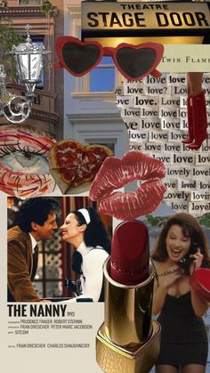 a collage of photos including lipstick, sunglasses and other things that are in the shape of heart shapes