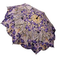 Galleria Art Print Walking Length Umbrella - Irises by Van Gogh Purple Umbrella, Open Umbrella, Van Gogh Irises, Iris Art, Mini Umbrella, Iris Folding, Starry Night Van Gogh