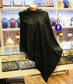 Turkish Silk Shawl - enjoyistanbul.com Elegant Black Shawl For Fall, Formal Fall Shawl, Turkish Scarf, Turkish Gifts, Turkish Lamps, Beautiful Scarf, Turkish Ceramics, Grand Bazaar, Turkish Jewelry