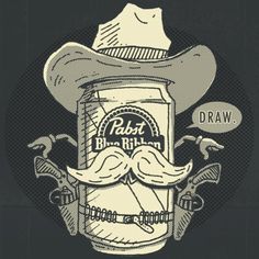 a drawing of a bottle with a mustache and hat on it's head, surrounded by other items