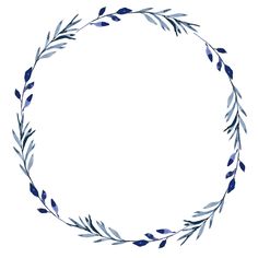 a circular frame with blue leaves on it