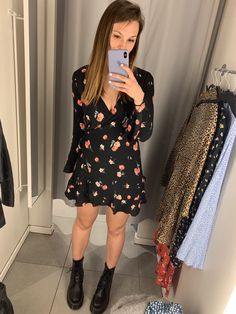 Floral Dress Doc Martens, Dr Martins Dress Outfit, Dress With Dr Martens, Dress With Docs, Dress And Dr Martens, Dress And Doc Martens, Doc Outfits, Floral Dr Martens