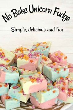 no bake unicorn fudge soap recipe on a plate