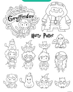 harry potter coloring pages for children to print and color with their own name on the page