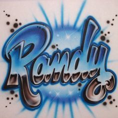 the word randy written in blue spray paint