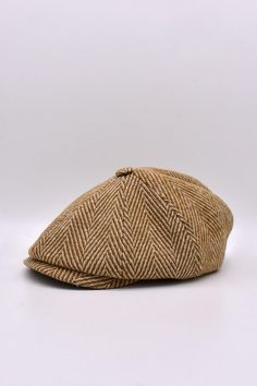 "KulahTR Mustard Herringbone Wool 8 Panels Cap is inspired by the Peaky Blinders. This hat is handcrafted in our own workshop. If you don't want our \"K brand metal icon\" to appear, send us a message. Head Size : One Size (56-59cm is elastic) Material : Wool Blend Unisex design, vintage style. Only dry cleaning. ✔️Our product photos belong to our company, you don't have to worry when you order from our registered brand named Külah (KulahTR) and the product in the photo will reach you." Vintage Beige Visor Hat, Beige Flat Cap, One Size Fits Most, Beige Flat Cap One Size Fits Most, Classic Beige Flat Cap, One Size Fits Most Beige Flat Cap, Casual Brimmed Hat With Herringbone Pattern, Vintage Herringbone Cap, Beige Flat Cap, Retro Beige Flat Cap