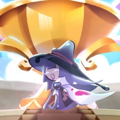 an animated image of a woman in a witches hat