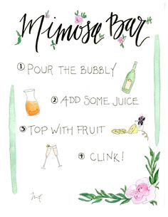 a poster with the words, miss paar and four different drinks to drink on it