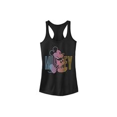 a black tank top with mickey mouse on it