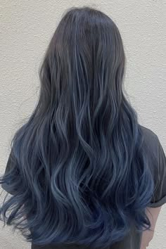 Ash Blue Hair, Blue Hair Color Ideas, Midnight Blue Hair, Blue Hair Aesthetic, Blue Purple Hair, Blue Hair Highlights