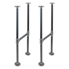 two metal poles with one pole on each side and the other in different positions to be used