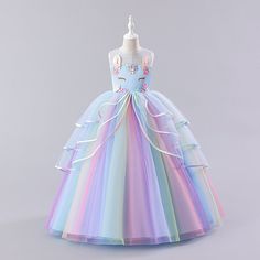 Season:Summer,Spring; Fabric:Polyester; Sleeve Length:Sleeveless; Dress Length:Maxi; Look After Me:Machine wash; Gender:Girls'; Style:Sweet; Occasion:Party; Kids Apparel:Dress; Age Group:Kids; Fit Type:Regular Fit; Dresses Type:Tulle Dress; Pattern:Color Block,Rainbow; Age:3-12 Years; Listing Date:09/03/2020; Bust:; Length:; Shoulder Width:; Waist:; Pattern Theme:Unicorn; Neckline:Crew Neck Rainbow Dress Girl, Free Vibes, Rainbow Unicorn Party, Wings Dress, Wedding Party Bridesmaid, Cheap Party Dresses, Unicorn Dress, Boho Festival Fashion, Party Dresses Online