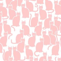 a pink cat pattern on a white background