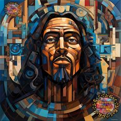 the face of jesus is depicted in this mosaic art work