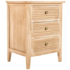 a wooden cabinet with three drawers on one side and an open drawer on the other