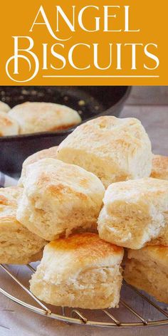 a pile of angel biscuits sitting on top of a metal rack