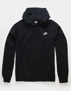 NIKE Sportswear Club Fleece Mens Pullover Hoodie - BLACK | Tillys Nike Long Sleeve Hoodie For Sports Events, Nike Fleece Activewear For Streetwear, Nike Hooded Hoodie For Sports Season, Nike Crew Neck Hoodie For Gym, Nike Fleece Hoodie For Gym, Nike Fleece Sweatshirt With Adjustable Hood, Nike Long Sleeve Moisture-wicking Hoodie, Nike Long Sleeve Hoodie With Moisture-wicking, Nike Cotton Moisture-wicking Hoodie