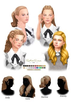 the different hairs styles are shown in this drawing