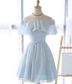 Simple Short Bridesmaid Dresses, Simple Homecoming Dresses, Skai Jackson, Long Formal Gowns, Blue Party Dress, Cute Prom Dresses, Off Shoulder Fashion, Short Homecoming Dress, Short Prom Dress