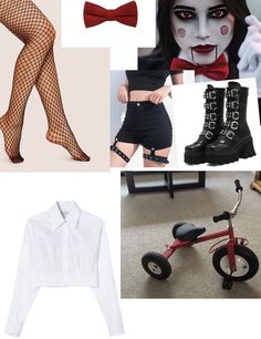 there is a collage of different images including a woman in fishnet stockings and tights