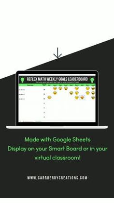 a computer screen with the text made with google sheets display on your smart board or in your virtual classroom