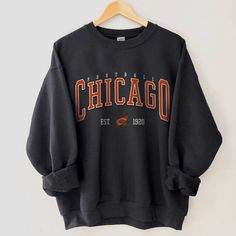 Chicago Bears Sweatshirt, Football Fan Gifts, Broncos Sweatshirt, Black Hooded Jacket, Varsity Sweater, Red Crewneck, Gifts For Football Fans, Football Sweatshirt