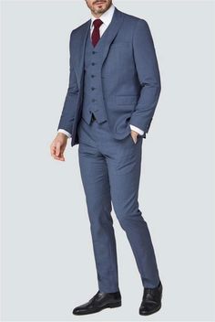 Grey Blue Suit Men, Blue Grey Suit, Bluish Grey Suit, Blue Suit Style, Grey Blue Suit, Groomsman Suits, Three Piece Suit Wedding, Groom Blue Suit