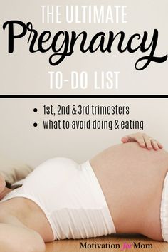 pregnant woman laying on the floor with text overlay that reads, the ultimate pregancy 10 - do list