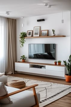 the living room is clean and ready to be used as a home theater or entertainment center