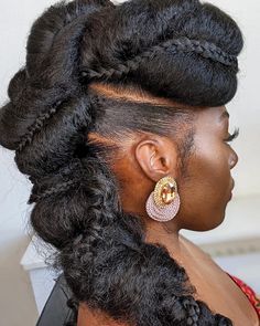 Cruise Hairstyles, Tiny Braids, Futuristic Hairstyles, Natural Hair Updo Wedding, Mohawk Updo, Hairstyles Extensions, Braided Mohawk, French Roll, Natural Wedding Hairstyles