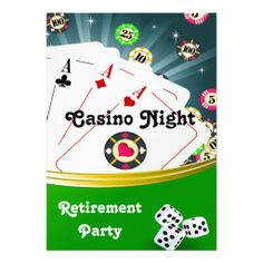 casino night retirement party with cards and dices