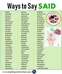 a poster with words that say ways to say said in english and spanish on it