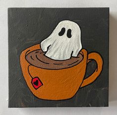 a painting of a cup with a ghost in it