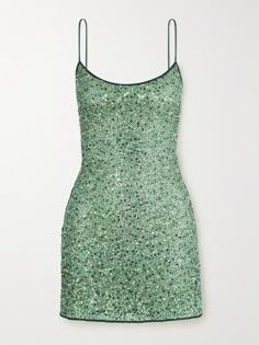 Oséree's 'Netquins' mini dress is covered in an array of metallic sequins, so it'll shimmer beautifully as it catches the light. It's made from airy mesh and designed for a close fit. Style yours with barely-there sandals. Sequined Green Dress, Mini Club Dress, Mini Going Out Dress, Unique Green Dress, Sparkly Mini Dresses, Costume With Green Dress, Trendy Mini Dress, Short Sparkle Dress, Metallic Green Dress