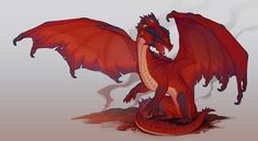 a red dragon is sitting on the ground