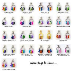 the different colors of earrings are shown in this image, and there is also an additional color