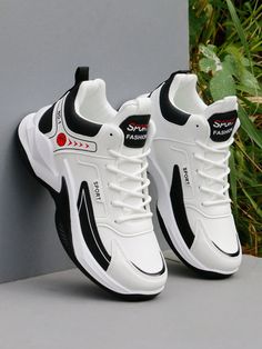 Men's Trendy Shock-Absorbing Basketball Shoes, Durable Non-Slip Athletic Shoes For Youth Teenager Black and White         Men Shoes, size features are:Bust: ,Length: ,Sleeve Length: White Wear-resistant Sneakers With Round Toe, White High-top Wear-resistant Running Shoes, White Wear-resistant High-top Sneakers, Casual Wear-resistant White Sneakers, Sporty White Wear-resistant Running Shoes, Sporty Wear-resistant Slip-on Sneakers, White Wear-resistant Low-top Sneakers, White Casual Walking Shoes With Shock Absorption, Casual White Walking Shoes With Shock Absorption